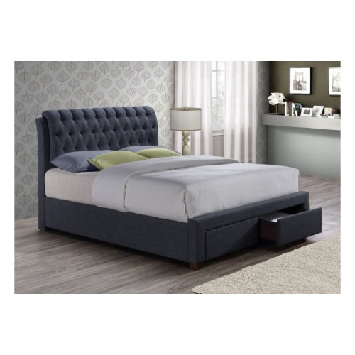 Valentino Bed + 2 Drawers (Charcoal)