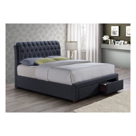 Valentino Bed + 2 Drawers (Charcoal)