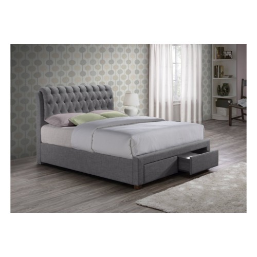 Valentino Bed + 2 Drawers (Grey)
