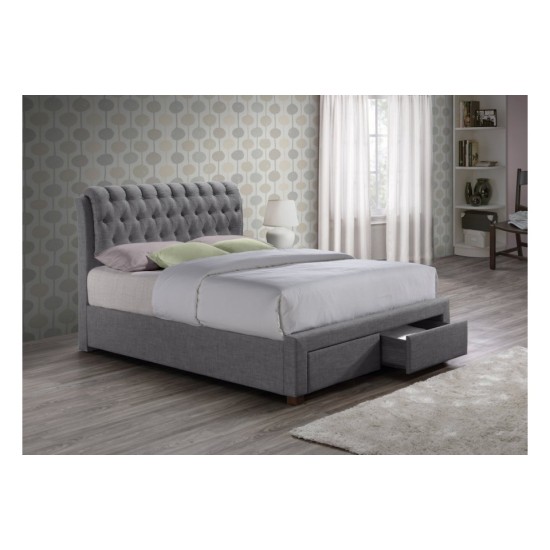 Valentino Bed + 2 Drawers (Grey)