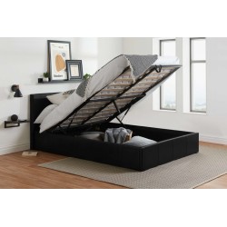 Berlin Ottoman Bed Frame (Black Leather)
