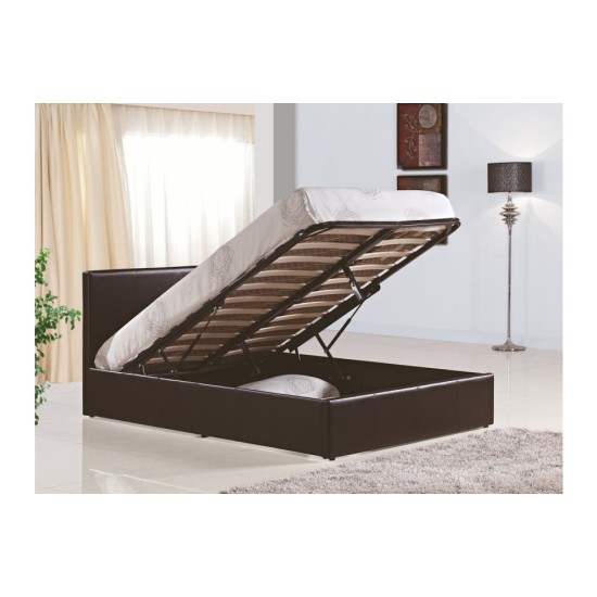 Berlin Ottoman Bed Frame (Brown Leather)