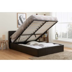 Berlin Ottoman Bed Frame (Brown Leather)