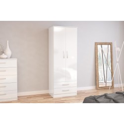 Lynx 2 Door Combi Wardrobe (White)   *Out Of Stock* 