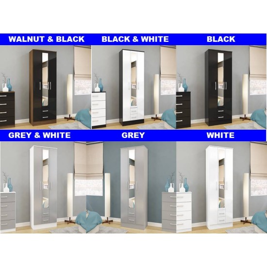 Lynx 3 Door Combi Wardrobe with Mirror (5 Colours)