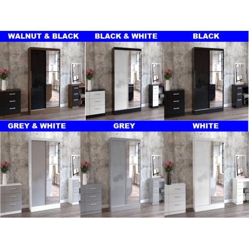 Lynx Sliding Wardrobe with Mirror (5 Colours) 