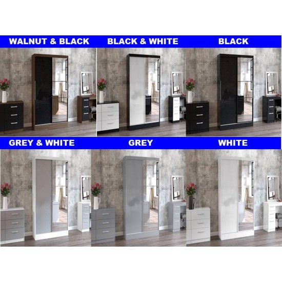 Lynx Sliding Wardrobe with Mirror (5 Colours) 