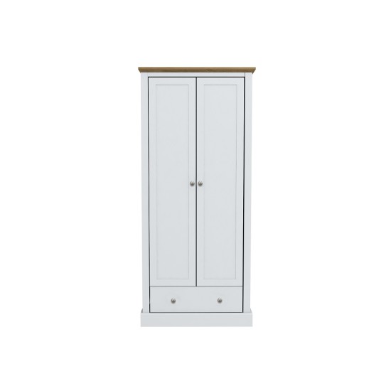 Devon 2 Door + 1 Drawer Wardrobe (White)