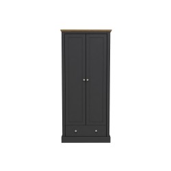 Devon 2 Door + 1 Drawer Wardrobe (Charcoal)