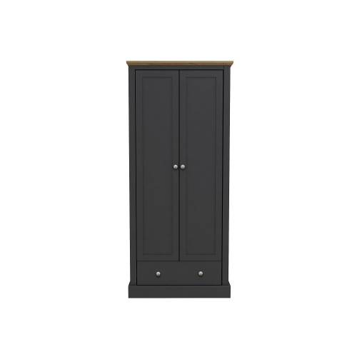 Devon 2 Door + 1 Drawer Wardrobe (Charcoal)