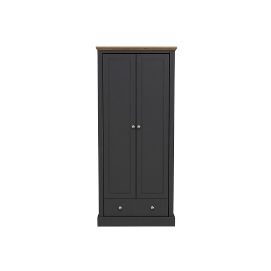 Devon 2 Door + 1 Drawer Wardrobe (Charcoal)