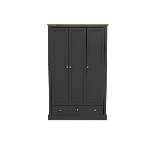 Devon 3 Door + 2 Drawer Wardrobe (Charcoal)