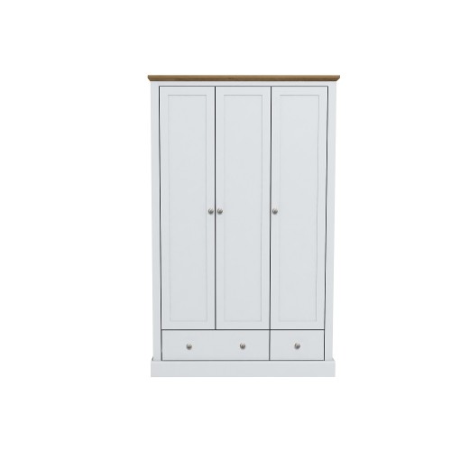 Devon 3 Door + 2 Drawer Wardrobe (White)