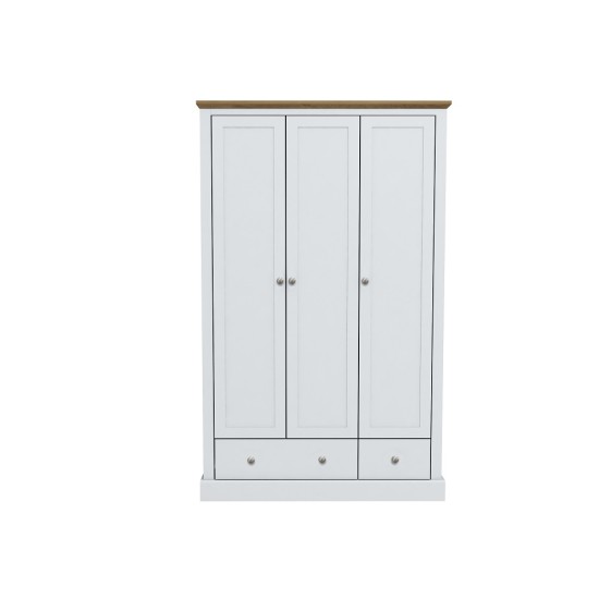 Devon 3 Door + 2 Drawer Wardrobe (White)