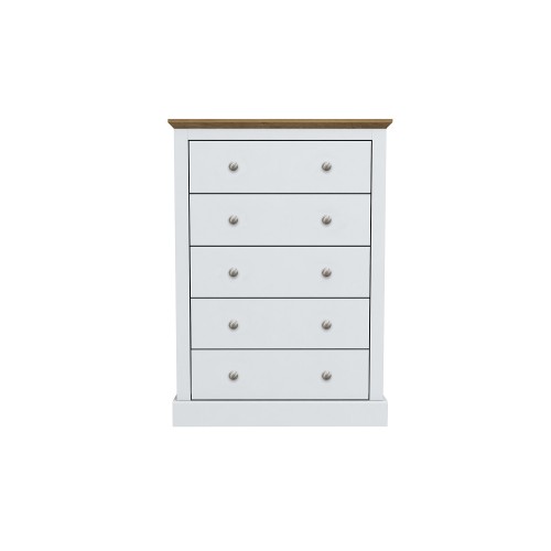 Devon 5 Drawer Chest (White)