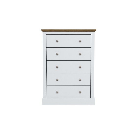 Devon 5 Drawer Chest (White)